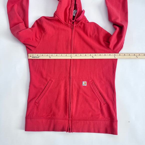 CARHARTT FRONT ZIP UP LONG SLEEVE FRONT POCKETS HOODIE WOMENS CORAL SIZE M - Picture 10 of 12
